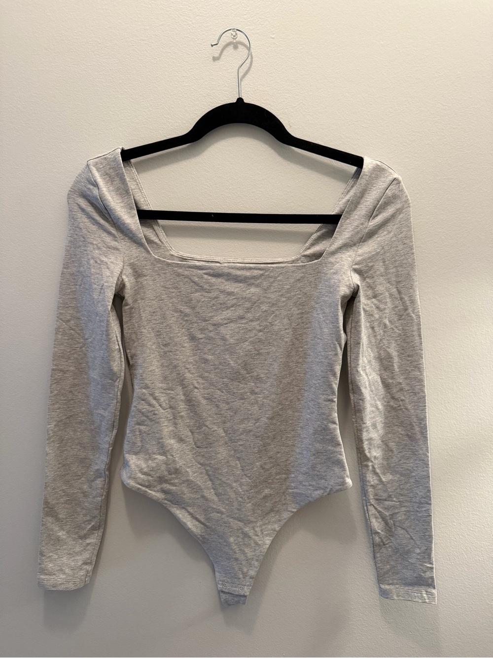 Artizia Grey Long-Sleeve Square Neck Bodysuit - Women